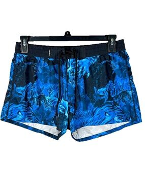 Diesel Sandy E Tiger Swim Shorts Size Large Beachwear Trunks Blue AOP Y2K
